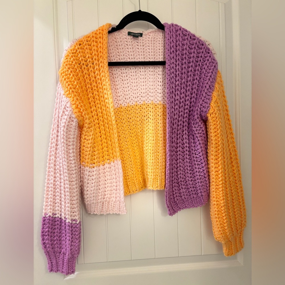 Wild Fable Multicolor Chunky Knit Cardigan Multicolor XS